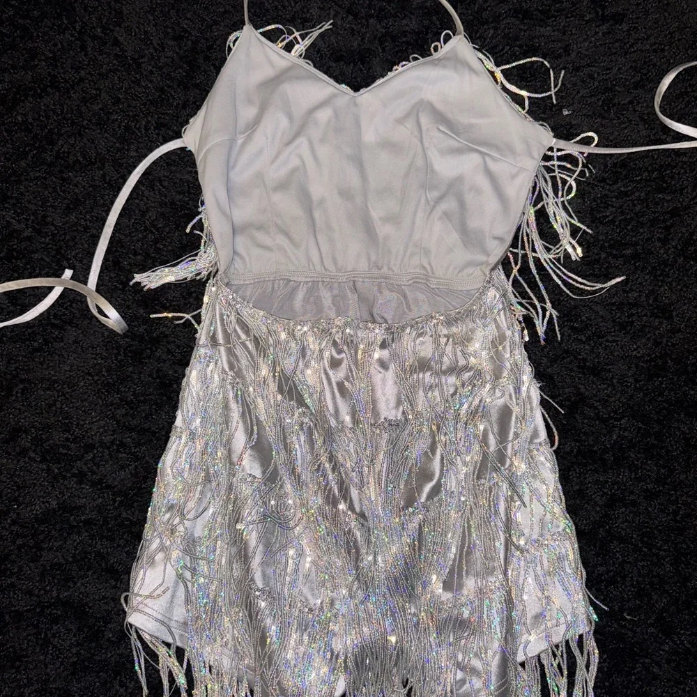 Silver Tassel Romper With Sparkles - Picture 4 of 6